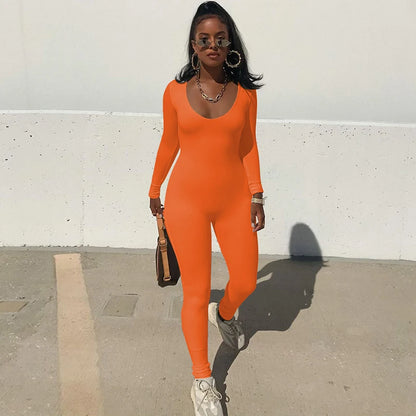 Women 2024 Autumn Winter Long Sleeve Bodycon Streetwear Jumpsuit Overall One Piece Outfit Wholesale Items for Business