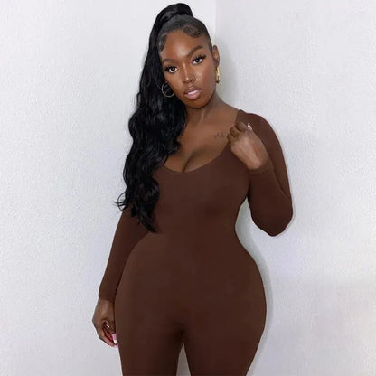 Women 2024 Autumn Winter Long Sleeve Bodycon Streetwear Jumpsuit Overall One Piece Outfit Wholesale Items for Business